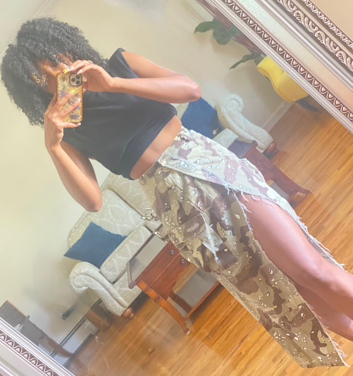 Camo print split Skirt