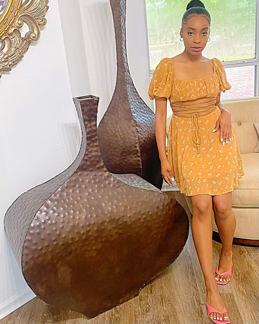 Floral print backless dress