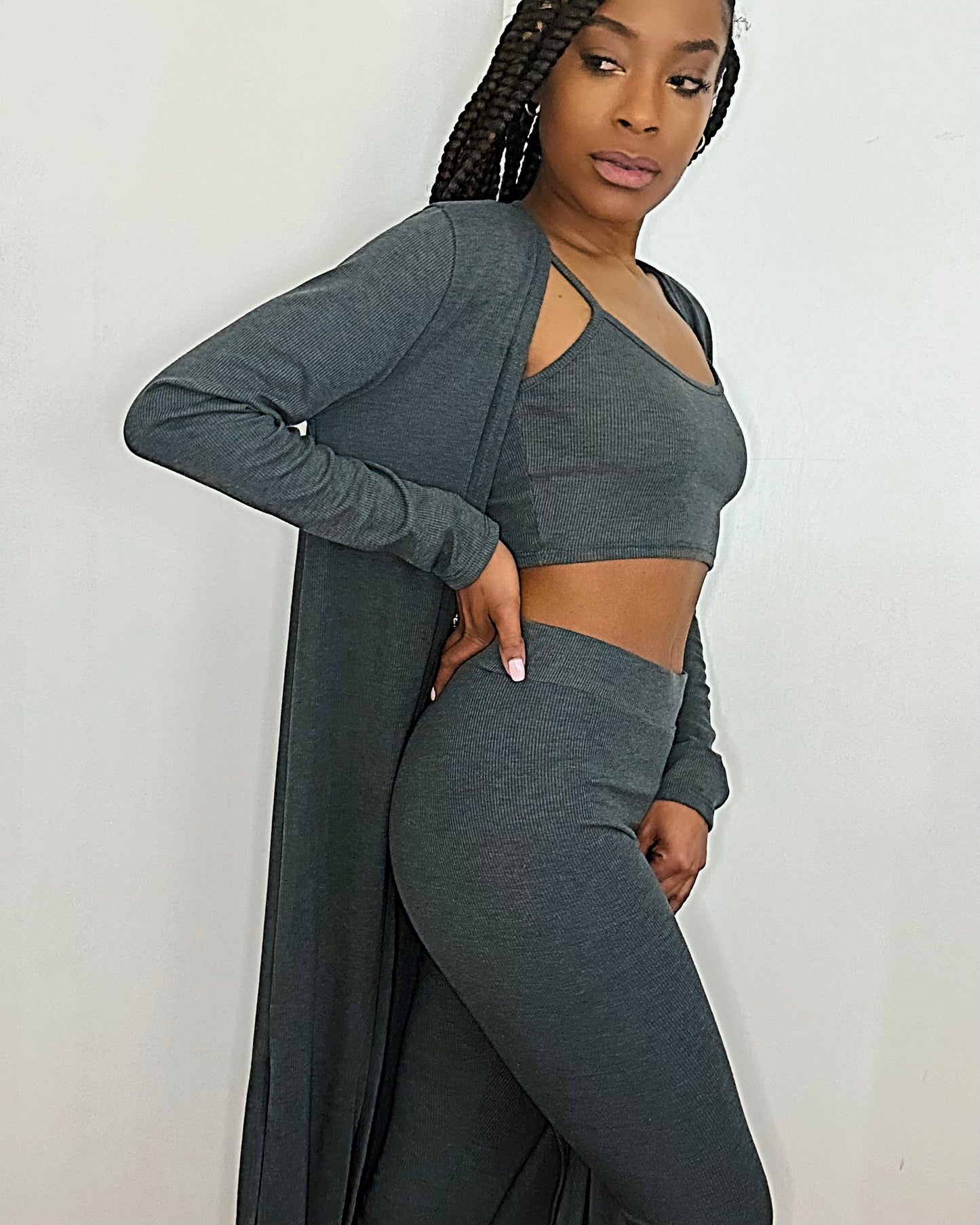 Charcoal ribbed set