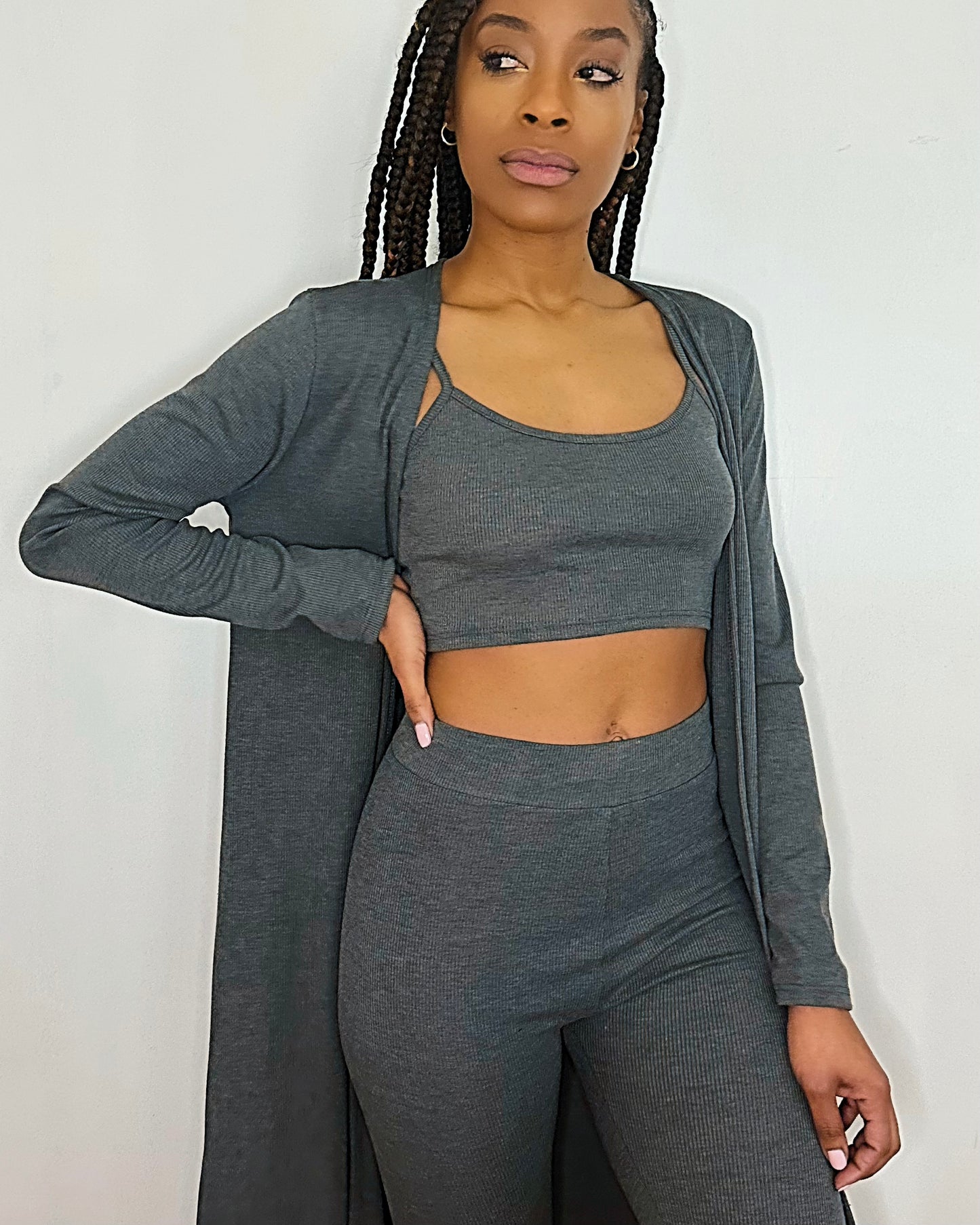 Charcoal ribbed set