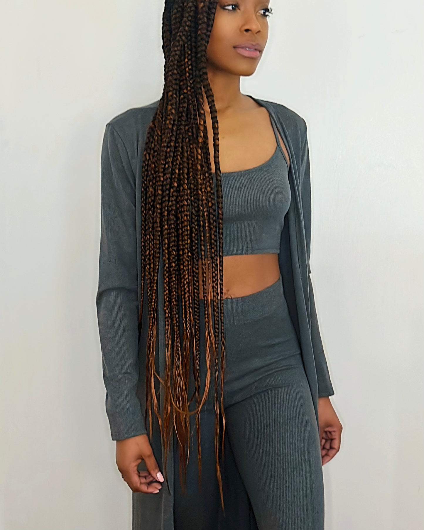 Charcoal ribbed set
