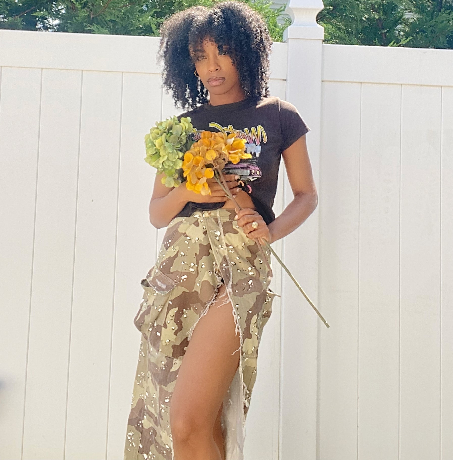 Camo print split Skirt